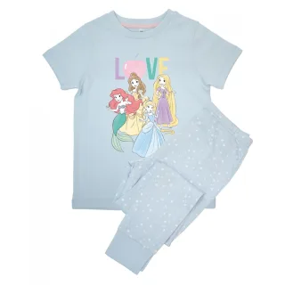 Disney - "Love" Schlafanzug mit langer Hose AOP für Mädchen kurzärmlig (Babyblau)