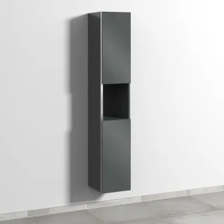 Sanipa 3way Hochschrank mit 2 Türen und 1 offenem Fach, Anthrazit-Glanz BS11379