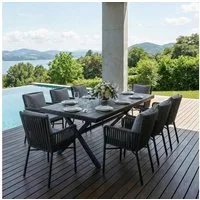 IDIMEX Garten-Essgruppe AFUERA, (9-tlg), Gartenmöbelset für 8 Personen, wetterfester Materialmix Schwarz