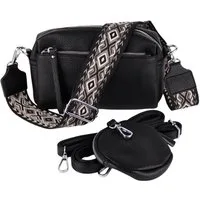 MIRROSI Umhängetasche Damen, Veganleder Crossbody Tasche Bag, Schultertasche (inkl. 1 Münzbeutel und 2 Wechselgurte, 19x14x8cm (BXHXT), gemusterten & verstellbaren Schulterriemen