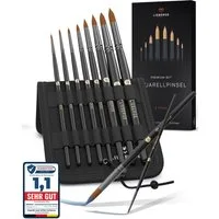 LIEBERGE Malpinsel Premium Set Aquarell – 8 Aquarelllpinsel, inkl. Präsenter, (Set, 8 St., Rundpinsel, Pinselpräsenter, Pinselständer), Synthetikhaar, vegan, langlabig, hohe Farbaufnahme, Anfänger, Profis