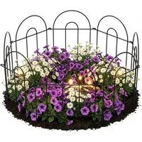 relaxdays Beetumrandung 6-tlg. Beetzaun aus Metall, schwarz