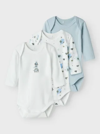NAME IT - NBMBODY 3P LS BABY ELEPHANT NOOS baby blue - Gr. - 68