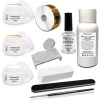 RM Beautynails Kunstfingernägel Acryl Set 1 Nagelset Starterset 50ml Liquid Acrylpuder Pulver Feile, Starter Set 1-tlg., Bei einer Acrylmodellage benötigen Sie keine UV-Lampe, Acry Modellage Set in Studio Qualität