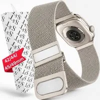 S&T Design Smartwatch-Armband Armband Edelstahl für Apple Watch Doppel Magnetischer Mesh Milanaise, Kompatibel mit Apple Watch 38 / 40 / 41/ 42 / 44 / 45 / 46 / 49 Metall