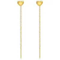 Order & Smile Schmuck Paar Ohrhänger Herz Ohrringe zum Durchziehen: Goldene Ohrhänger aus Edelstahl
