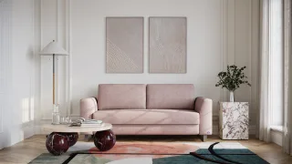 BRUNO Schlafsofa 160cm in Pink Blush Rosa | Klassik | stabiles Massivholz & Boxspringkomfort