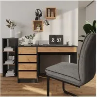 Vicco Schreibtisch Sherry, Anthrazit/Goldkraft Eiche, 55 x 120 cm mit Schubladen (1-St)