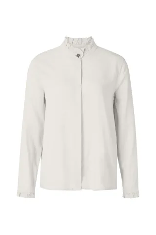 Rich & Royal - blouse with ruffle recycled pearl white - Gr. - 40