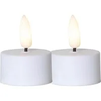 STAR TRADING LED-Kerze Flamme (Set, 2-tlg), 2x LED Teelicht 3D Flamme 6/18h Timer 3,8x5cm