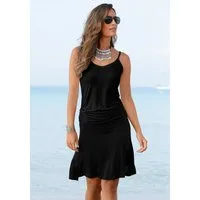 Beachtime by Lascana Strandkleid aus Viskosejersey mit Raffung auf Hüfthöhe, Spaghettiträger Kurzes Sommerkleid, luftiges Jerseykleid, Spaghettikleid, casual