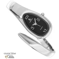 crystal blue Quarzuhr Damen Spangenuhr silber analog, Gratis Versand