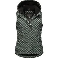 Ragwear Steppweste Hesty Print Weste mit abnehmbarer Kapuze und Hahnentritt Muster