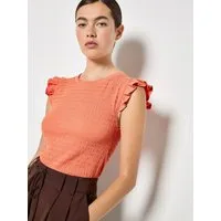 Apricot T-Shirt T-Shirt aus strukturiertem Jersey mit Rüschenärmeln