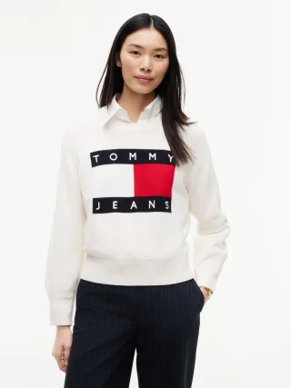 Tommy Jeans (PVH Group) - TJW FLAG SWEATER EXT Off White - Gr. - XS
