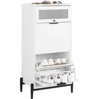 SoBuy Schuhschrank FSB95 Schuhkipper mit 2 Klappen Schuhablage Schuhkommode Schuhregal Weiß