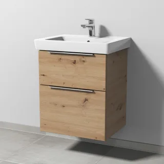 Sanipa 3way Waschtischunterbau zu Villeroy & Boch Subway 2.0 Waschtisch mit 2 Auszügen, Eiche Natura UM61185