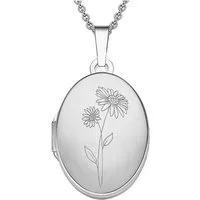 Amoonic Amulett Medaillon Oval Gravur Geburtsblume zum Öffnen für Bilder Silber 925 (inkl. Schmucktäschchen), Anhänger aufklappbar befüllbar Foto Gravur Geburtsblume April