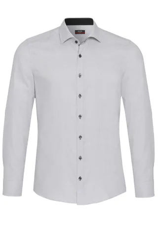 pure - PURE- City Hemd slim fit Langarm grau - Gr. - S