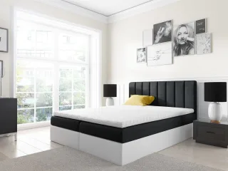 Boxspringbett Schlafzimmerbett GABRIEL 180x200cm Schwarz-Weiss