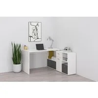 FMD Eckschreibtisch Lexo, Schreibtisch/Sideboard viel Stauraum, beidseitig montierb., 136/205 cm