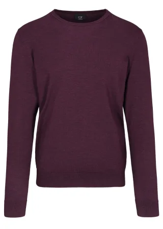 COMMANDER Finest Clothing - Rdh.-Pullover, uni plum mel. - Gr. - XXL