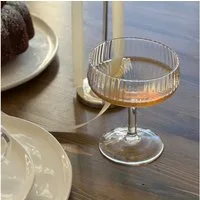 Zoha Cocktailglas Riffle Champagne Glas 255 ml mit Rillenstruktur, 8-tlg., Hochwertiges, hitzebeständiges Borosilikatglas, Elegantes Design