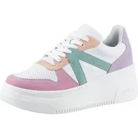 Rieker Plateausneaker mit pastellfarbenen Kontrasten, Freizeitschuh, Halbschuh, Schnürschuh