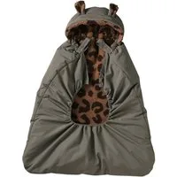 vertbaudet Babytrage Wintercover für die Babytrage mit Kapuze, Teddyfleece-Futter, Leopardenmuster