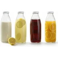 Jungengel Trinkflasche Glasflaschen 4er Set 1L mit Deckel Saft Milch Flasche, 4er Set 1L Glasflaschen mit Schraubdeckel