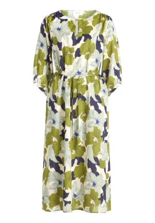 CARTOON - Midikleid mit Blumenmuster und 3/4-Ärmeln weiß - Gr. - 40