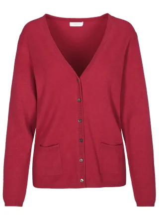 CLARINA - NOS V-Cardigan, 1/1 Arm, uni 445 burgundy - Gr. - 42
