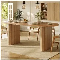 Flieks Esstisch (verstellbare Länge 120-160/T80/H75,5 cm, 1-St., 1 Tisch), ausziehbarer Küchentisch ovaler Schreibtisch Holzoptik Dunkelnatur