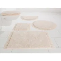 OTTO home Badematte Finca, Badvorleger, Badezimmer Teppich, Höhe 16 mm, rutschhemmend beschichtet, strapazierfähig, fußbodenheizungsgeeignet, Baumwolle (Bio-Baumwolle), rechteckig, 3-tlg. Stand-WC Set, Fransen, Boho, Badteppich, Bio-Baumwolle, auch a