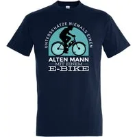 Youth Designz T-Shirt Alter Mann mit E-Bike Herren Shirt mit lustigem Fahrrad Frontprint