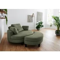 ATLANTIC home collection Loveseat Ravi Sessel, B: 114 cm, Sitzhöhe: 42 cm, XXL- Sessel, mit Stauraumhocker, Rückenstütze & 4 Zierkissen