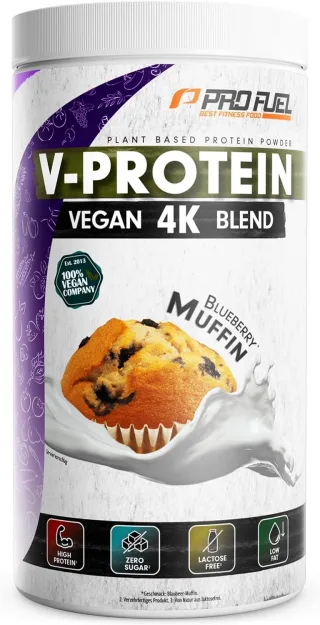 ProFuel V-PROTEIN 4K Blend | Proteinpulver aus 4 pflanzlichen Proteinen | vegan Blueberry Muffin