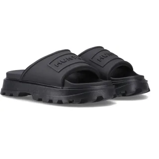 Hunter Geformte Stapel-Slider Polyester Damen Schwarze Flip-Flops