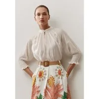 MORE&MORE Klassische Bluse leichte, weite 3/4 Arm Bluse