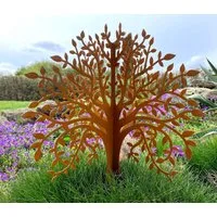 LB H&F Lilienburg Dekofigur Stecker Garten Deko Metall Rost modern Baum Paneele Eingang (Geschenk Beetstecker Metallstecker Roststecker Rostschild Eingang Vorgarten Steingarten draußen außen Steele Garten Skulptur Metallbaum Rostbaum Gartenfigur Deko