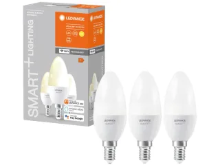 LEDVANCE LED-Lampe SMART+ WiFi Candle, B40, E14, EEK: F, 4,9 W, 470 lm, 2700 K, Smart, 0,7, 3 Stück