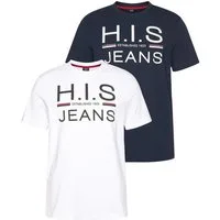 H.I.S Rundhalsshirt (Packung, 2er-Pack) schmal geschnitten, bedrucktes Design, Rundhals, aus Baumwolle