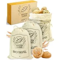 Krustenzauber Brottasche Leinen Brotbeutel im 2er oder 3er Set zur Brotaufbewahrung, (3-tlg)