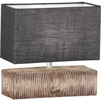 FISCHER & HONSEL LED Nachttischlampe, Leuchtmittel dimmbar, LED wechselbar, Warmweiß, Keramik Lampen-Fuß & Leinen Lampenschirm Grau Landhausstil, 30cm klein
