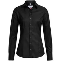 GREIFF Langarmbluse Greiff Modern with 37.5® Damen Bluse Langarm Kent Slim-Fit Schwarz