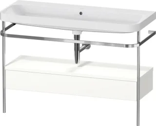 Duravit Happy D.2 Plus c-shaped Set mit Metallkonsole und Schubkasten Weiß Seidenmatt 1175x490x850 m HP4844N36360000