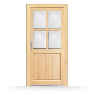 Kellertür Holz, Modell Jena, Naturholz unbehandelt, 980 x 1980 mm, DIN links 5-Punkt Verriegelung, individuell konfigurieren