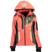 Geographical Norway Softshelljacke Damen Softshell Outdoor Wander Sport Jacke in Unifarbe, mit abnehmbarer Kapuze, mit Stehkragen