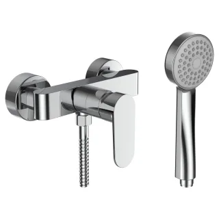 LAUFEN Brausearmatur Aufputz mit Zubehör Kunststoffschlauch 1500 mm und Handbrause MyTwin100 chrom H3315170041311