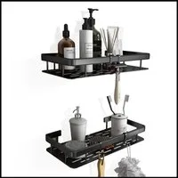 LIVINA HOME Duschablage ohne Bohren, Duschablage zum hängen, Duschkorb in schwarz, 1-tlg., Badregal, Duschregal, Duschzubehör, Badezimmerorganizer, +4 Haken